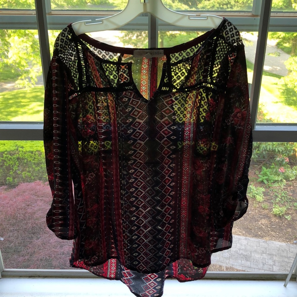 Tribal print long sleeve blouse